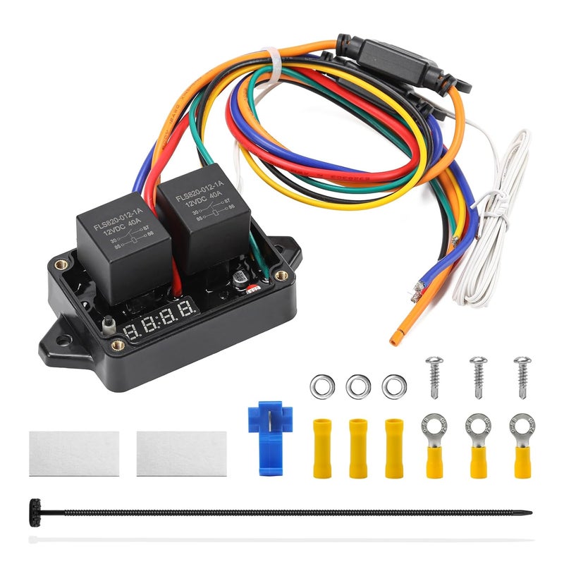 Zuomeng 12V/24V Electric Fan Controller Kit 30A Digital Radiator Fan Switch with Adjustable Temperature Range (104-230°F) & Real-Time Display, for Automotive/Industrial Cooling Systems (Part #0444) - Image 1